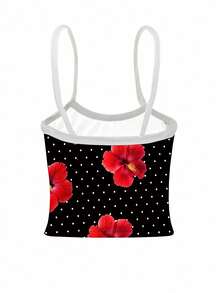 INAWLY Colorblock Cropped Slim Fit Casual Cami Top Graphic Tees Women Tops - Multicolor - View 4
