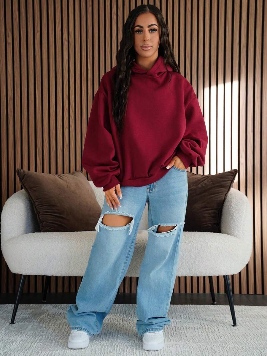 SAYEHFBABY Women Sweatshirts - Burgundy - View 1