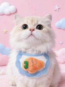 PETSIN 1 Piece Pet Cute Cartoon Bib, Pet Dog And Cat Three-Dimensional Knitted Cute Cartoon Embroidered Bib, Adjustable Neck Circumference, Pet Accessories, Pet - Multicolor - View 3