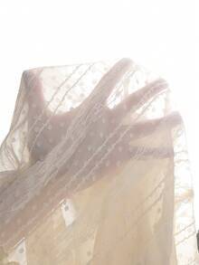 SHEIN Vintaside Kids 女童优雅公主风吊带提花刺绣双层荷叶边宽松公主裙，适合度假、旅行、派对、送礼，春秋季女童奶油色连衣裙，女童休闲连衣裙，象牙色连衣裙 - 杏色 - 查看 10