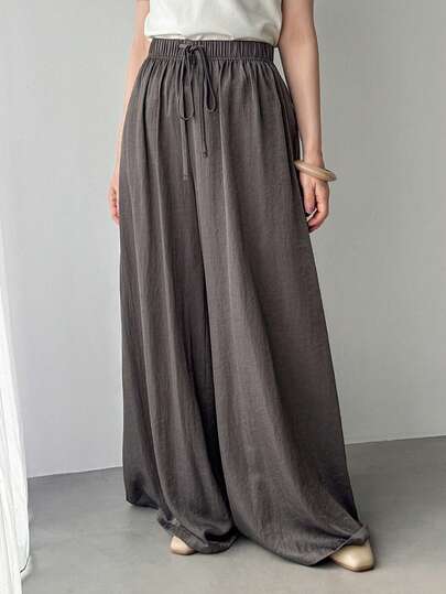 FRIFUL 女士纯色抽绳腰宽松休闲裤，春夏百搭