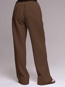 MUSERA Flocking Wide Leg Joggers Tracksuit Bottoms Only Winter Cute Casual Cosy Sweat Pants Jogger Co-Ord Bottoms Only Spring Cool Girl Casual Cosy Cute - Chocolate Brown - View 5