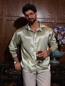 DAZY Men's Solid Green Casual Party Shirt, Spring/Summer - Green - View 1