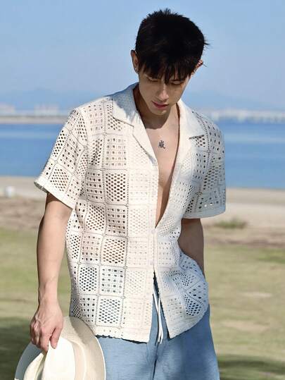 DAZY 男士纹理白衬衫，夏季