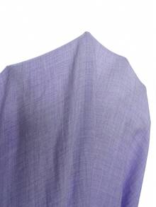 Al Najma Women's Solid Color Beaded Decor Round Neck Flare Sleeve Elegant Arabic Style Dress - Purple - View 8