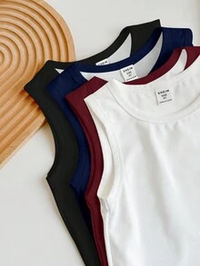 4件套男童休闲舒适背心，适合春夏穿着 - 彩色 - 查看 5