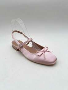 CUCCOO DOLLMOD 女士咖啡棕色蝴蝶装饰玛丽珍平底鞋，方头，后系带设计，适合通勤、约会、派对、休闲散步、上学等场合，可爱甜美风格 - 淺粉色 - 查看 14