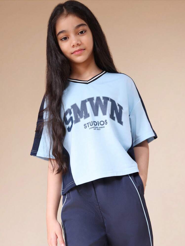 Crop T-Shirt With Wide Leg Pants Set