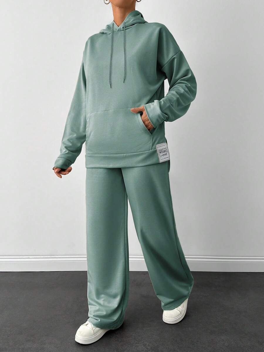 EURMUSE Light Grey Two Thread Sweatshirt And Sweatpant With Label Detail - Mint Green - View 1