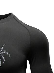 Manfinity EMRG Camiseta de manga corta negra de corte ajustado con estampado de araña para hombre, camiseta de compresión para gimnasio, camiseta de compresión con gráficos, camiseta de compresión para hombre - Negro - Ver 6
