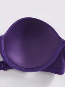 1pc Women's Solid Color Strapless Minimalist Comfortable Underwire Bra - Purple - View 6