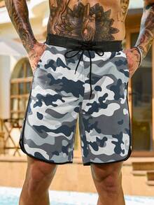 Manfinity KASUA Men's Casual Camo Print Drawstring Beach Shorts - Multicolor - View 3