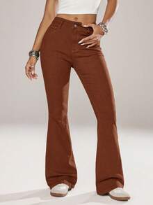 SHEIN ICON Women Jeans - Coffee Brown - View 6