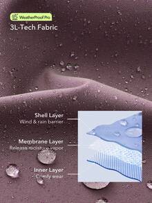 OutZeal Women Shell Jacket Daily Casual Water- Resistant Reflective Strip High Neck Drawstring Hem With Pocket - Purple - View 6