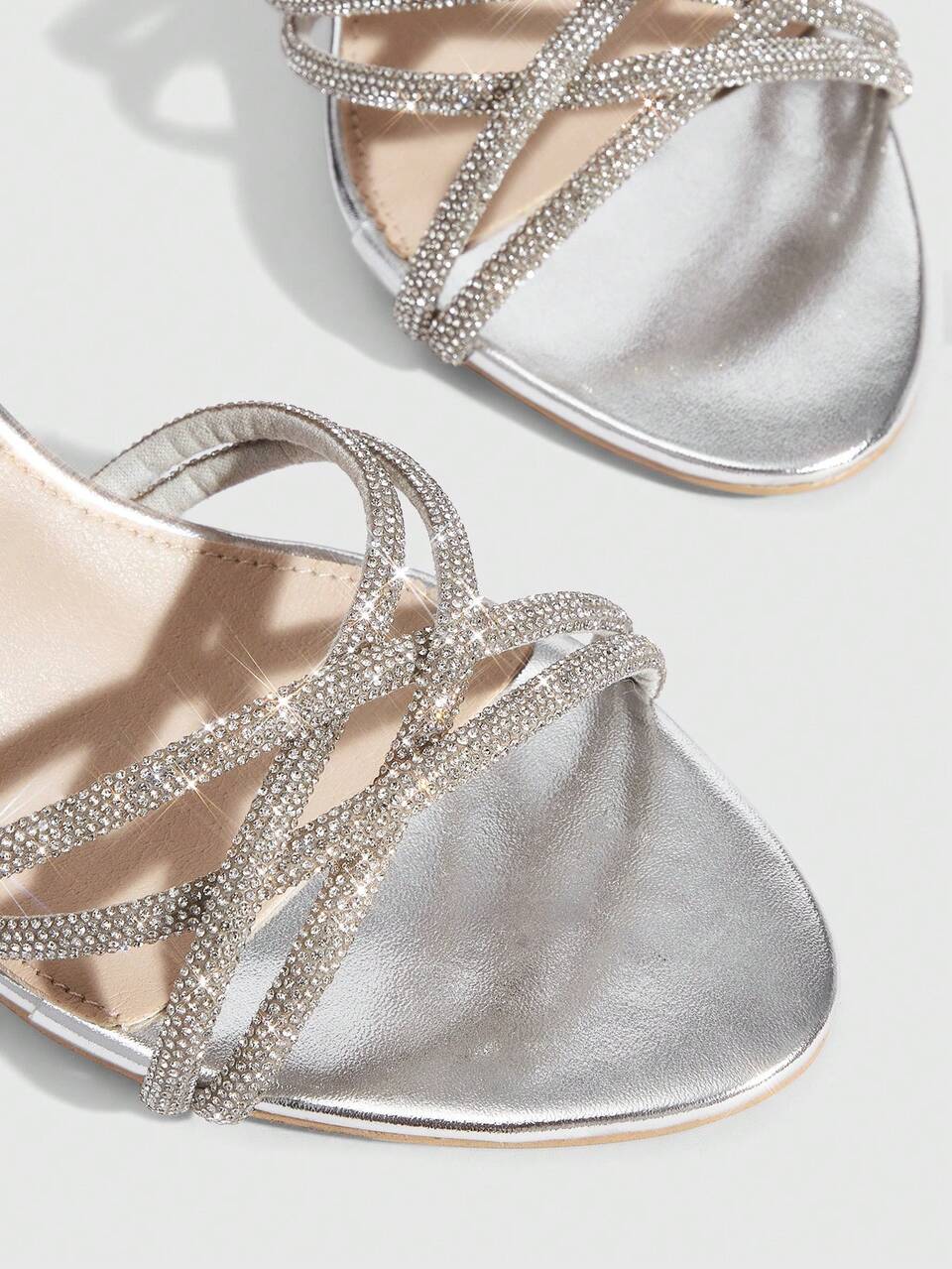 CUCCOO SZL Women's Fashion High Heel Sandals, Stylish Rhinestone Embellished High Heel Sandals Prom Heels Summer Shoes