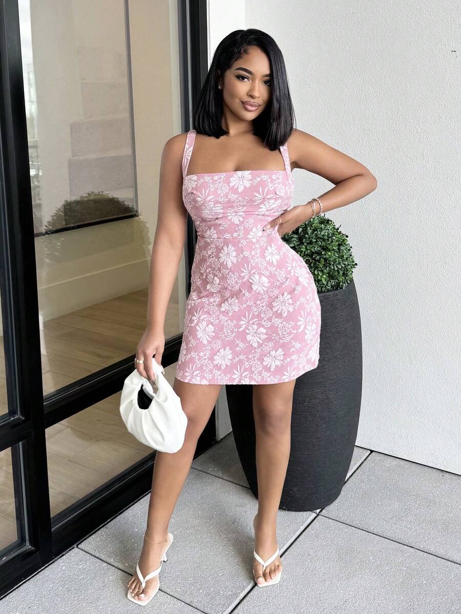 Alexandranx Đầm Lộ Lưng Dây kéo Ren lên màu trơn Thanh lịch