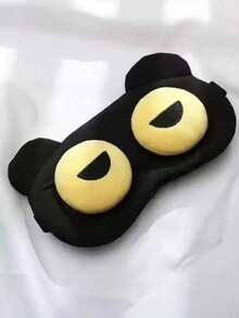 1 chiếc mặt nạ ngủ bằng vải nhung hình hoạt hình, ngộ nghĩnh, thoải mái và thoáng khí, thích hợp cho gia đình, văn phòng, du lịch, phòng ngủ, trường học, ngủ trưa, quà tặng sinh nhật. - màu đen - Xem 13