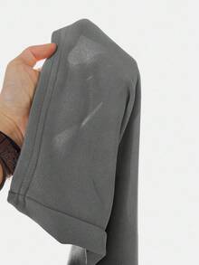 SHEIN Pantalones anchos de pierna ancha con cintura de contraste sueltos y casuales para niñas preadolescentes, cómodos - Gris - Ver 7