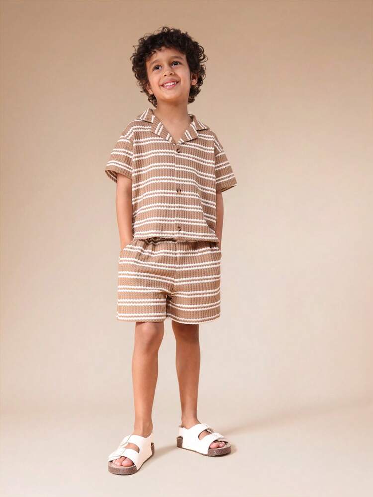 Striped Shirt And Shorts Set