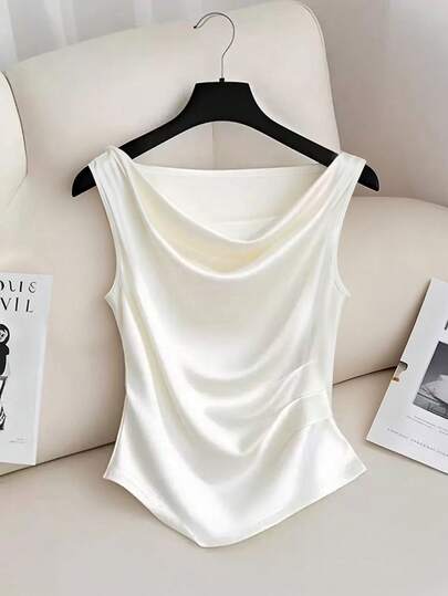 Resyla Women's Solid Color Scoop Neck Fashionable Versatile Camisole