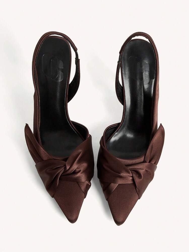 CUCCOO CHICEST Women's High Heels Pointed 9CM Women's Elegant Stiletto Shoes Back Strap Easy To Wear Cross With Bow Buckle Coffee Brown High Heels Kitten Heel Sexy Versatile For Daily/Party/Valentine's Day Dating/Office Professional Shoes Women's Shoes Summer Shoes Wedding Shoes Bride Shoes