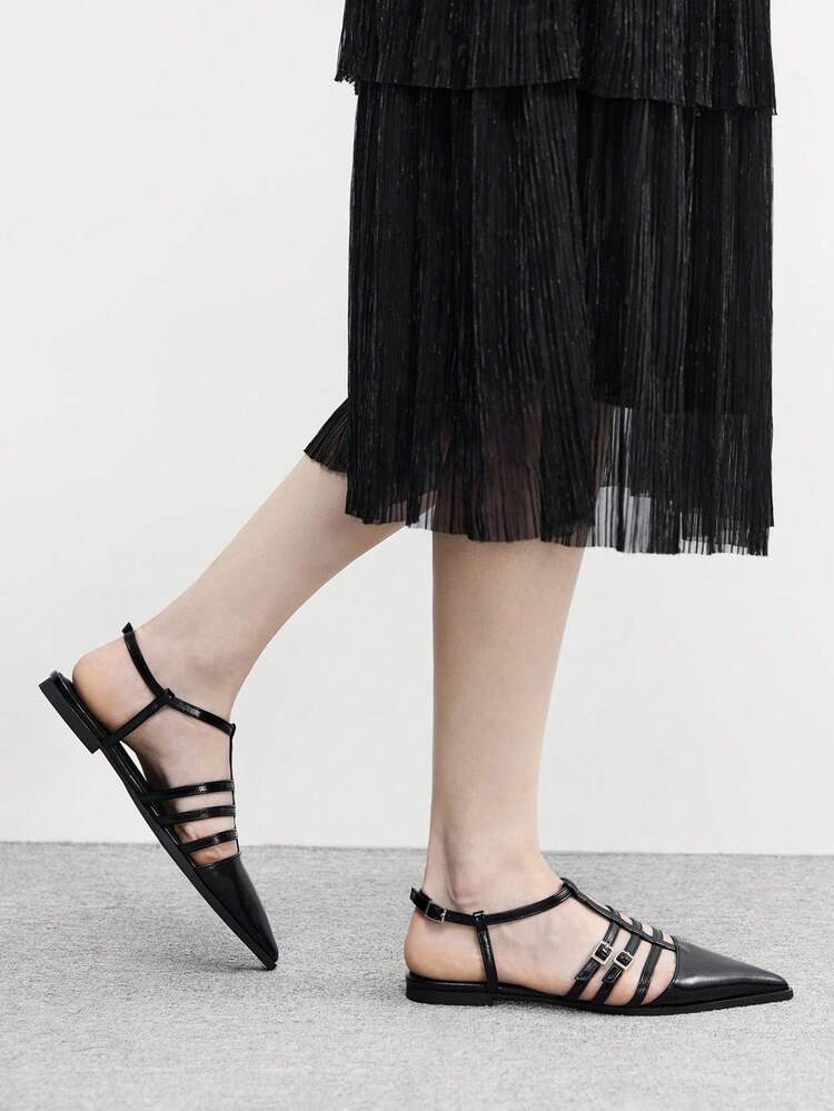 CUCCOO BIZCHIC Women's Pointed Toe Buckle Design Casual Slip-On Shoes Valentine's Day Spring Shoes