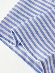 Firerie Kids Firerie Kids 少女无袖方领条纹荷叶边夏季吊带背心套装 - 藍白色 - 查看 7