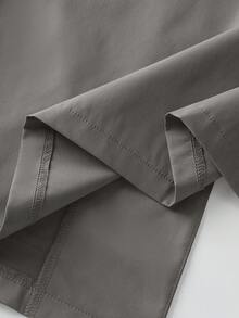 GlowEve CURVE 大码女式休闲宽松纯色风衣外套，秋冬款 - 灰色 - 查看 4