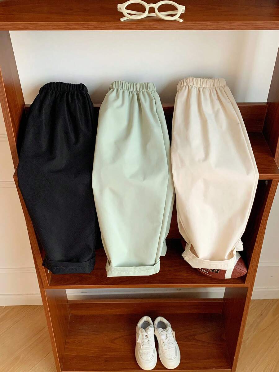 SHEIN 3件套男童纯色梭织休闲裤,适合日常穿着 - 彩色 - 查看 1