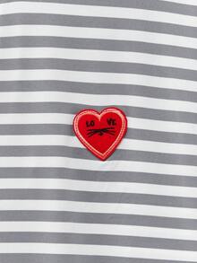 Manfinity BRENVOR Men's Heart Embroidery Striped Crew Neck 2 In 1 Knit Long Sleeve T-Shirt - Light Grey - View 5