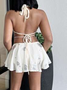 Alexandranx Fashionable Spaghetti Strap Open Back Dress, Suitable For Summer,Business Casual Woman - Apricot - View 2
