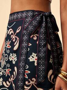 Travachic 女士时尚热带度假系带短裙，适合狂欢节、春假、夏季、情人节、海滩、休闲度假、外出等场合，波西米亚风短裙 - 黑色 - 查看 5