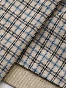 DAZY Khaki Plaid Lining Long Men's Trench Coat, Spring - Khaki - View 9