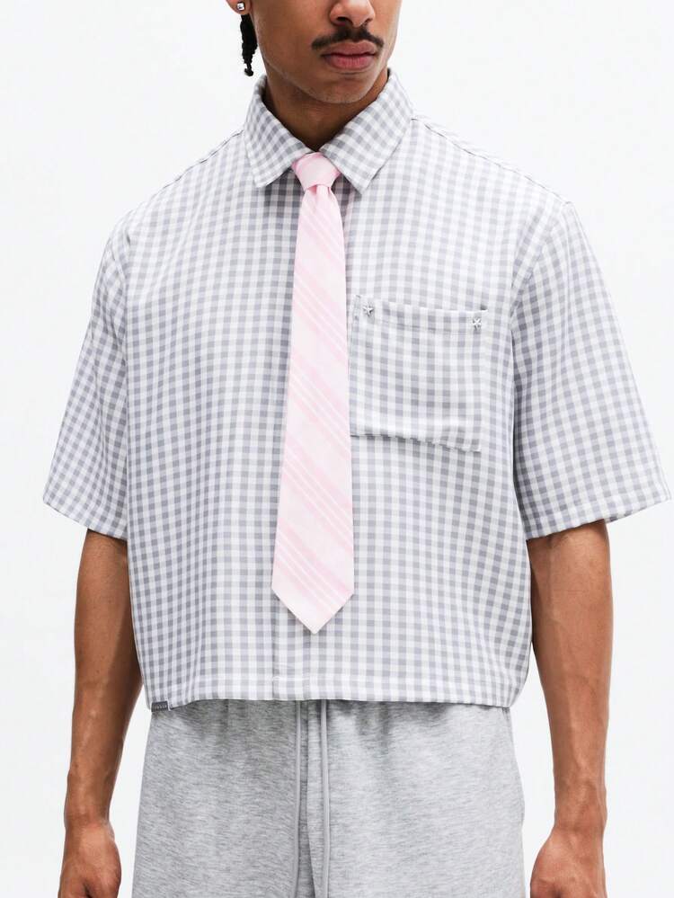 Gingham Check Shirt With Detachable Tie
