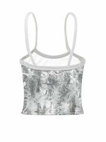 INAWLY Top corto ajustado de tela con bloques de color, camiseta gráfica casual para mujer - Multicolor - Ver 4