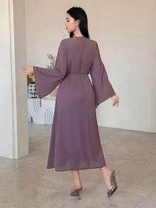 DAZY Women's Long Sleeve Elegant 2 In 1 Zipper Back Dress - Gray Blue - View 4