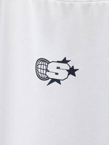 SUMWON Oversized Fit Numbered Polo Shirt With Navy Collar And Sleeve Stripes For Casual Wear - White - View 8