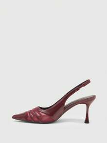 CUCCOO BIZCHIC Zapatos de tacón alto y fino con punta y tira trasera en 2026 Primavera, color burdeos, con pliegues y malla, para citas, fiestas y uso diario - Burdeos - Ver 10