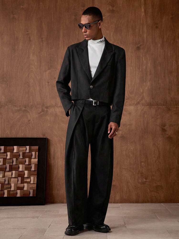 AKNOTIC Men's Solid Color Commuter Suit Set - Christmas Party Banquet Business Casual Jacket & Pants 2 Pieces, Boyfriend Gift Holiday Outfit Men's Suit Men's Dinner Outfit Men's Double Breasted Suit Men 2 Pieces Set Lapel Men's Black Suit Set Men Double Breasted Suit Men Black Suit Set Men S 3 Pieces Suit