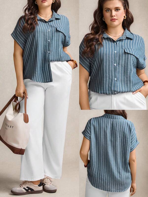 Zelara Camisa a cuadros de color block casual y cómoda para mujer de talla grande, versátil para conciertos campestres, graduación, verano, brunch, Día de la Madre, iglesia