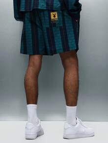 PLAYBOY X SUMWON Elastic Waist Drawstring Shorts With Vertical Stripes Pattern Summer Casual Bermuda Style - Multicolor - View 2