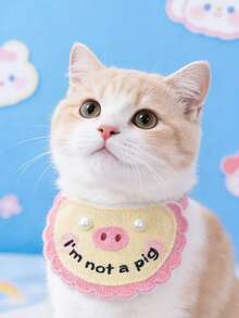 PETSIN 1 Piece Pet Cute Cartoon Bib, Pet Dog And Cat Three-Dimensional Knitted Cute Cartoon Embroidered Bib, Adjustable Neck Circumference, Pet Accessories, Pet - Multicolor - View 14