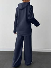 EURMUSE Light Grey Two Thread Sweatshirt And Sweatpant With Label Detail - Navy Blue - View 2