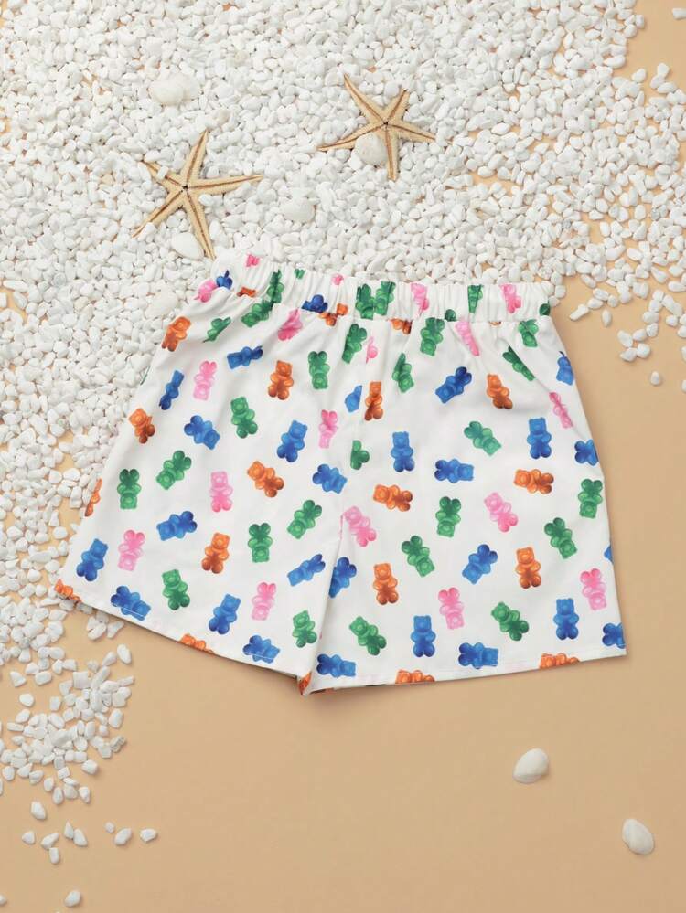 젤리곰 프린트 수영 반바지