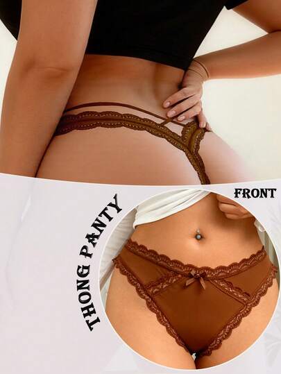 SHEIN 1 st Plus Size Dam Spets Patchwork Thong Trosa