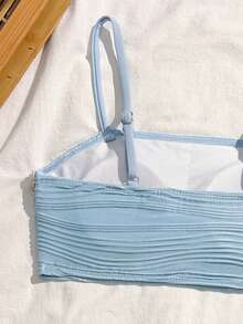 SHEIN Tween Girls' Summer Beach Vacation Shell & Starfish Woven Strap Bikini Set - Baby Blue - View 4