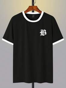 Manfinity Hypemode 男士字母印花圆领短袖休闲百搭T恤 - 彩色 - 查看 3