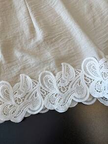 SHEIN Elenzya 优雅夏季束腰杏色蕾丝边女士短裤 - 杏色 - 查看 8