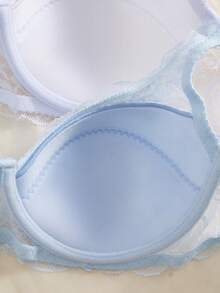 DesireSculpt 3pcs/Set Women's Minimalist Underwire Bra, Sexy Lace Romantic French Style Lingerie - Multicolor - View 4