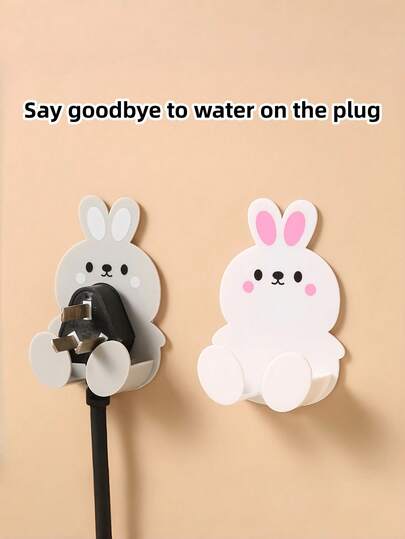 Zazumi 1/5 pezzi Gancio adesivo a tema coniglio per organizzare cavi elettrici, appendere telefoni, auricolari e altri oggetti, per uno spazio ordinato in casa e in ufficio